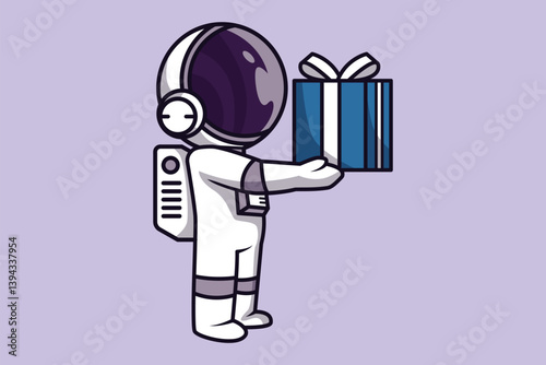 Astronaut Birthday Character Illustration Getting a Gift photo