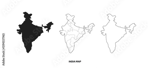 India map vector illustration, scribble sketch Republic India map, Indian map silhouette, Indian country