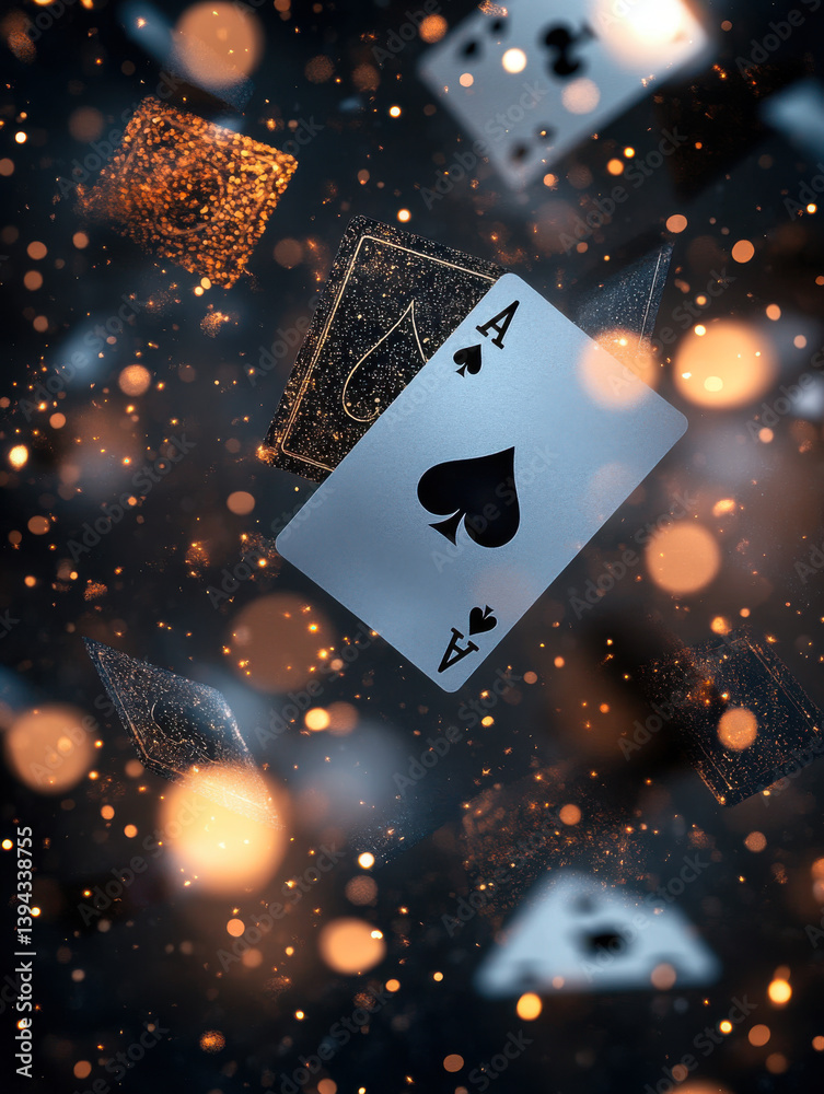 Falling playing cards seamless pattern isolated