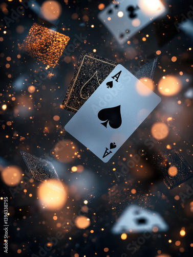 Obraz na płótnie Falling playing cards seamless pattern isolated w salonie
