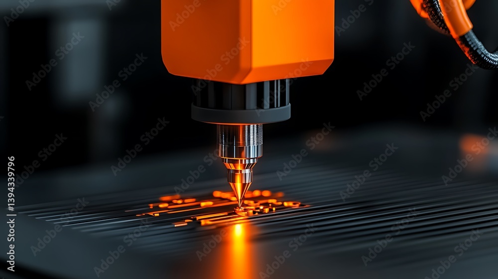 A close up of a laser cutting a metal sheet