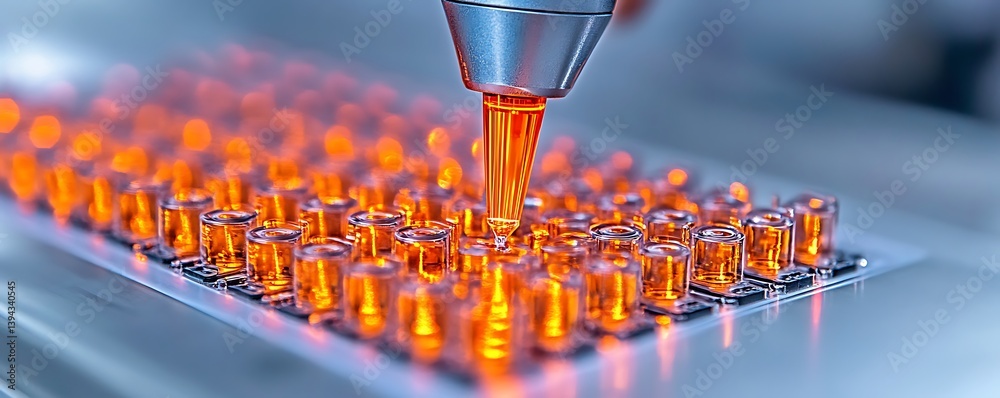 An automated laser carefully working with a sample of vials