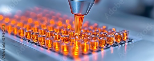 Obraz na płótnie An automated laser carefully working with a sample of vials w salonie