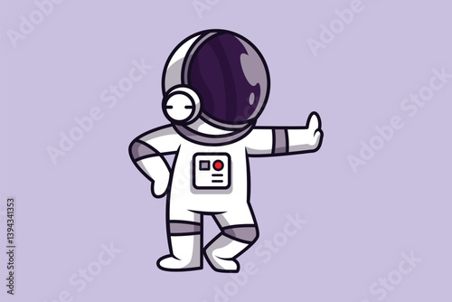 Astronaut Birthday Character Illustration Posing Sticking to Wall