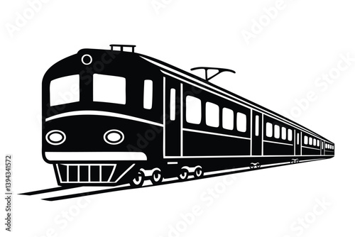 Modern Electric Train Silhouette - Vector Illustration