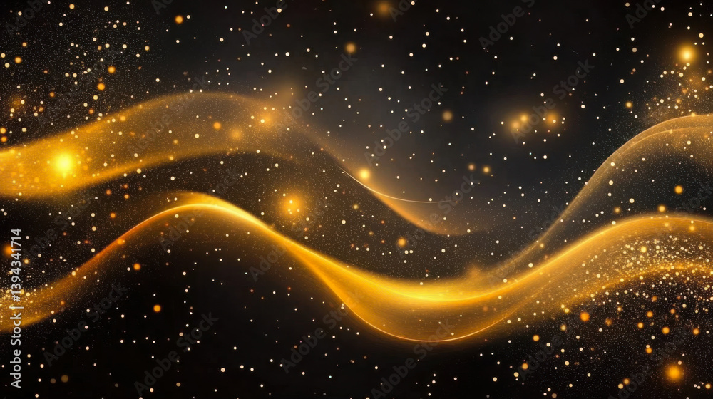 snowflakes and stars golden shining descending on background