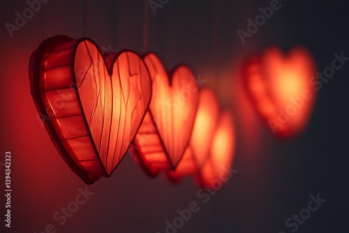 Obraz na płótnie Illuminated decorative heart shaped lamps creating a warm romantic ambiance w salonie