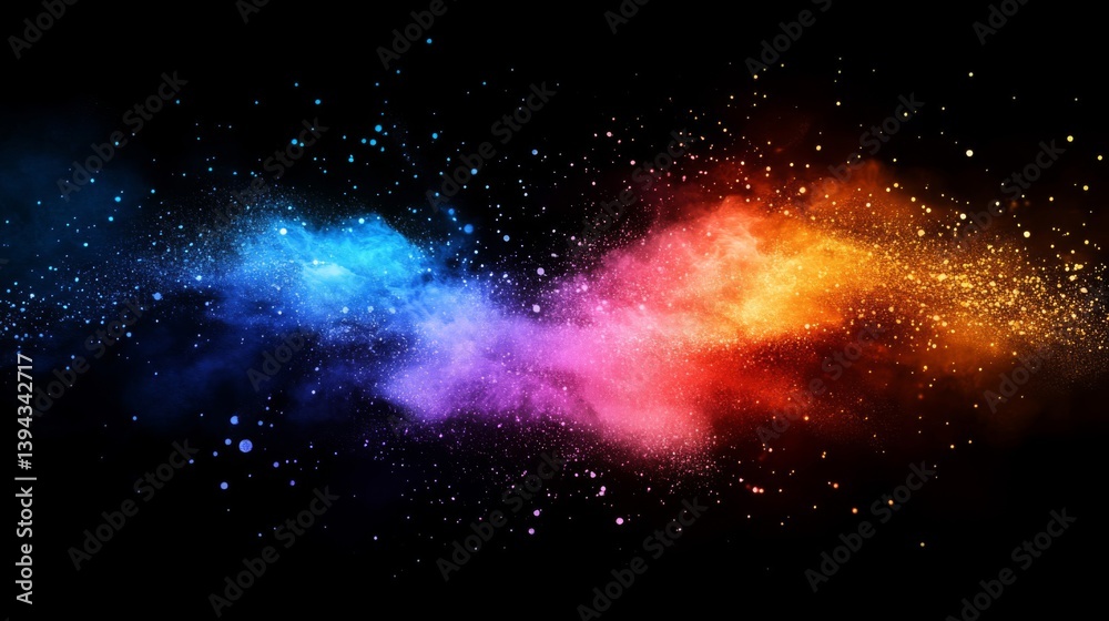 Fototapeta premium Abstract Colorful Powder Explosion on Black Background