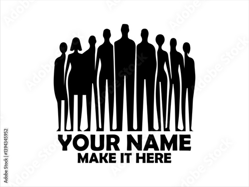 stark black silhouette vector illustration of stylized figures standing closely together group of abstract diverse people suitable for symbolic representation of teamwork or community and logo  design