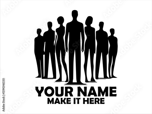 stark black silhouette vector illustration of stylized figures standing closely together group of abstract diverse people suitable for symbolic representation of teamwork or community and logo  design