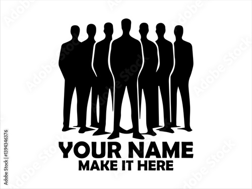 stark black silhouette vector illustration of stylized figures standing closely together group of abstract diverse people suitable for symbolic representation of teamwork or community and logo  design