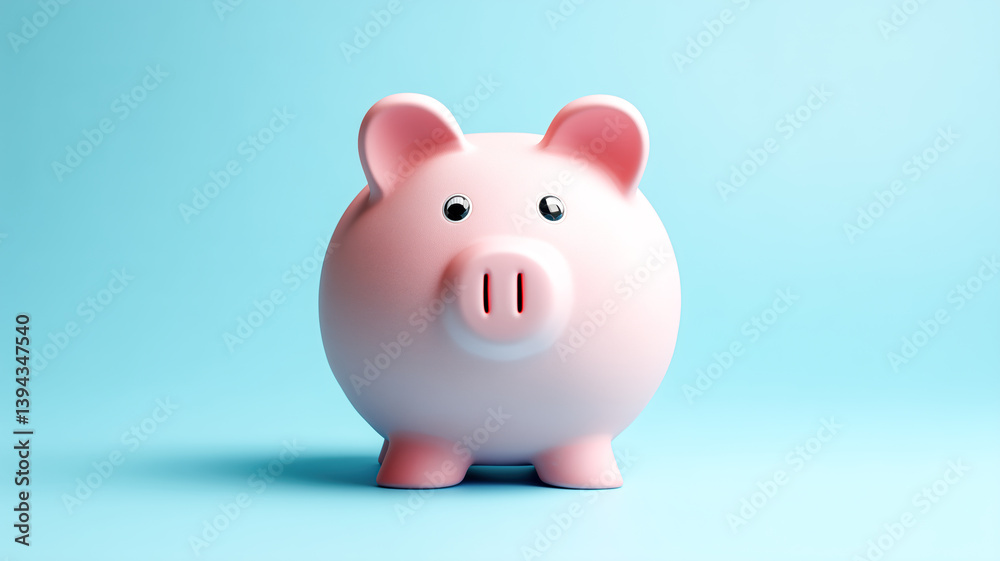 Classic pink piggy bank isolated on a soft blue background, symbolizing savings, finance, and financial planning. Classic pink piggy bank isolated on a soft blue background, symbolizing savings, finance, and financial planning.