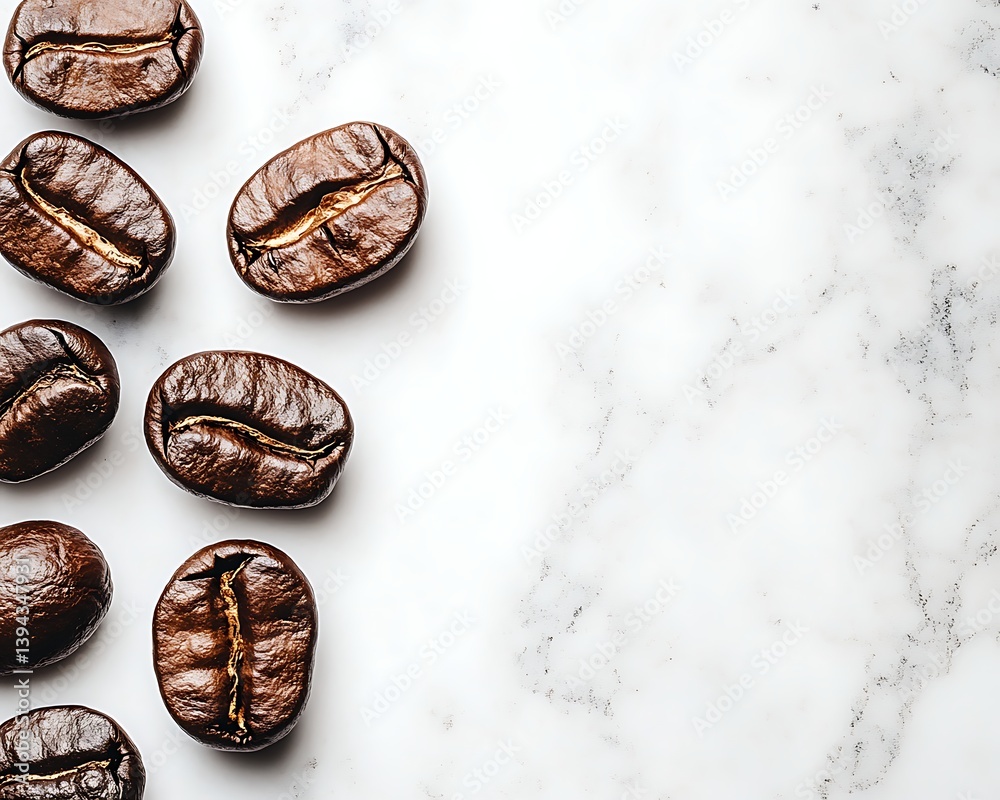 Coffee beans on marble Coffee beans on marble
