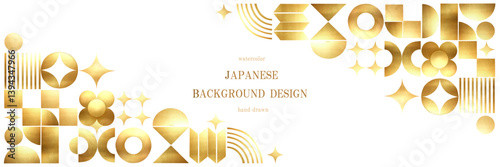 和柄, 金箔, 幾何学模様, アイコン, 水彩, 背景, フレーム, 金, 花, ゴールド, 日本, パターン, ベクター, 市松, 七宝柄, 矢絣模様, 年賀状, キラキラ, アイキャッチ, かわいい, ポップ, イラスト