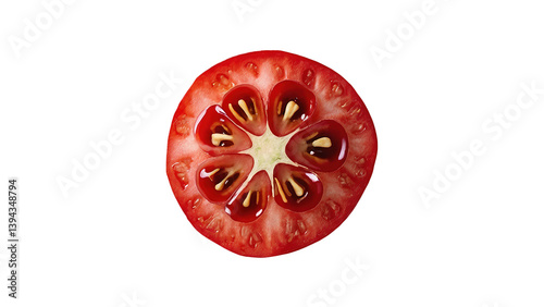 A juicy tomato slice ideal for food graphics, cooking content, or fresh-themed visuals.