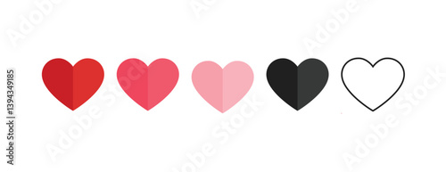Heart, love, romance or valentine's day red heart. Heart vector icons. Artistic red heart love symbols isolated editable vector.