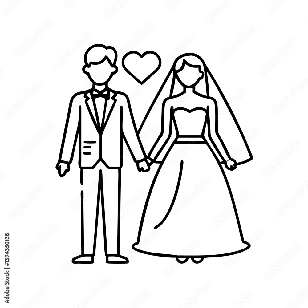 Fototapeta premium bride and groom icon, bride and groom vector illustration-simple illustration of bride and groom, perfect for bride and groom logos and icons
