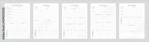 Marketing Planning Page Planner Sheets for Efficiently Organizing, Tracking and Managing Marketing Activities Campaigns Strategies Goals & Performance Across Multiple Channels & Platforms 5 Pages set