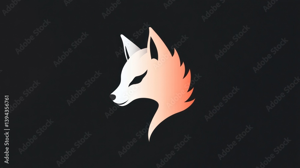Obraz premium Simple stylized fox head graphic on dark background