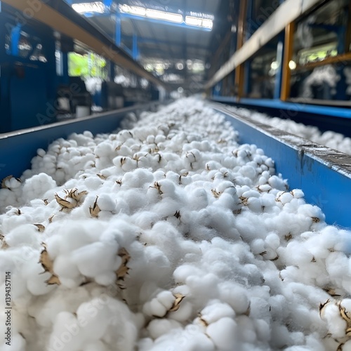 Cotton Processing Plant Conveyor Belt Full of Raw Cotton