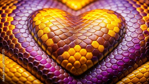 Stunning Violet and Yellow Gradient Snake Skin Heart Scale Texture A Visual Feast of Color and Pattern