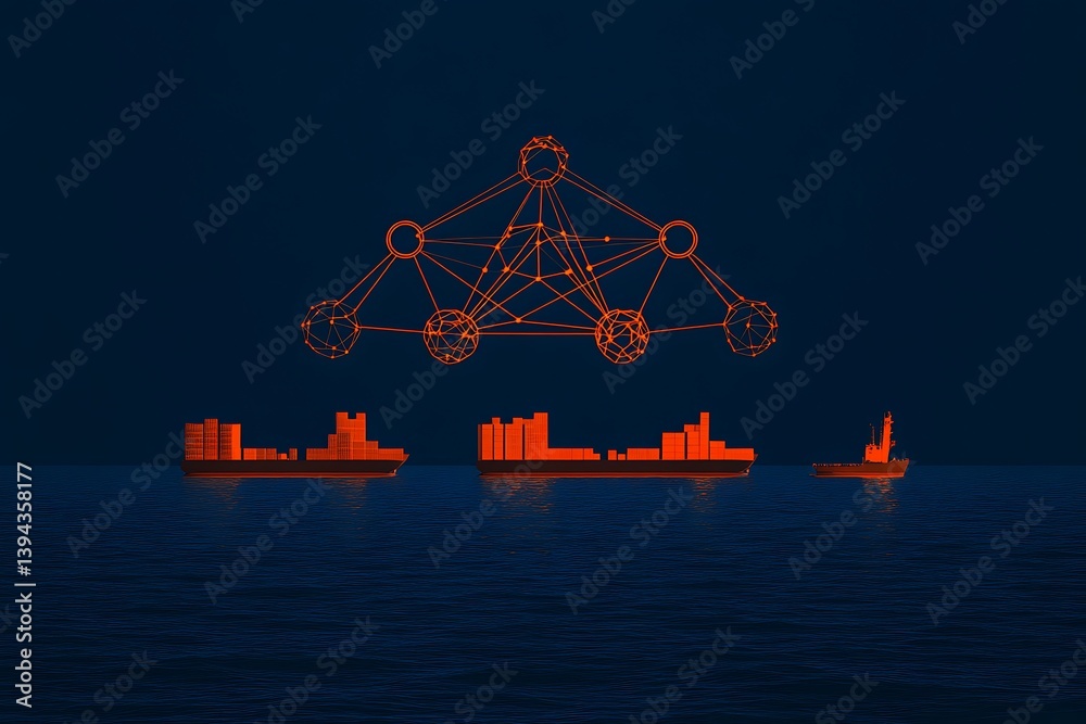 Digital Representation Of Shipping Logistics And Artificial Intelligence Concepts