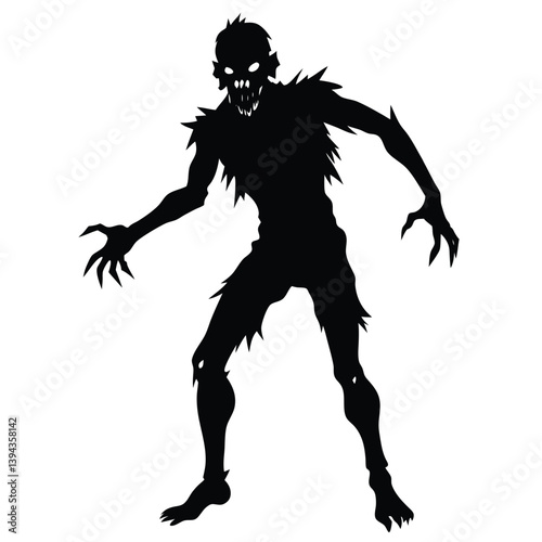 "Zombie Walking Silhouette Vector"