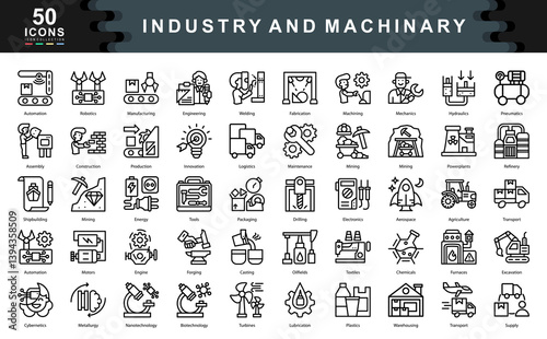Industry and Machinary icon collection set. Simple line vector illustration.