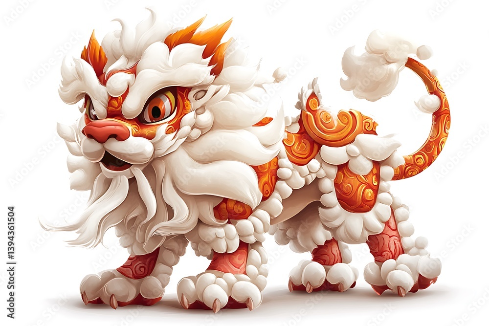 A decorative and colorful lion illustration facing toward the viewer