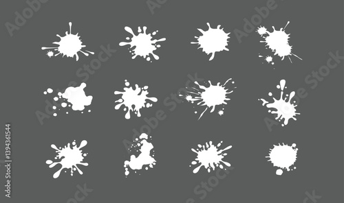 Spray painted texture. Paint splatter dots, graffiti drips and sprayed paints. Street art print, vandalism paint circle splat spot grungy silhouette. Isolated vector symbols set