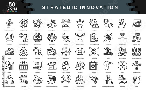 Strategic Innovation icon collection set. Simple line vector illustration.