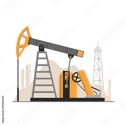 Oil pump jack illustration. Oil and gas industry