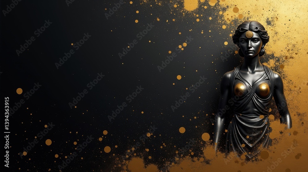 Fototapeta premium Law day celebration with justice statue artistic display modern gallery creative atmosphere close-up view