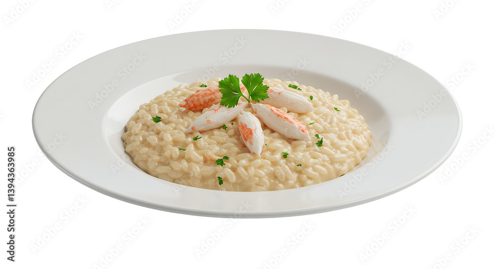 Delicious creamy shrimp risotto with herbs elegantly plated Delicious creamy shrimp risotto with herbs elegantly plated