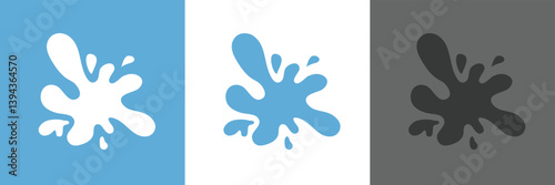 Water splash silhouettes. Black liquid shapes, ink drops, falling watering, cry tears, paint spill, spray, wet circle ripples, aqua splatter. Water symbols and water objects. Vector set. Flowing fluid