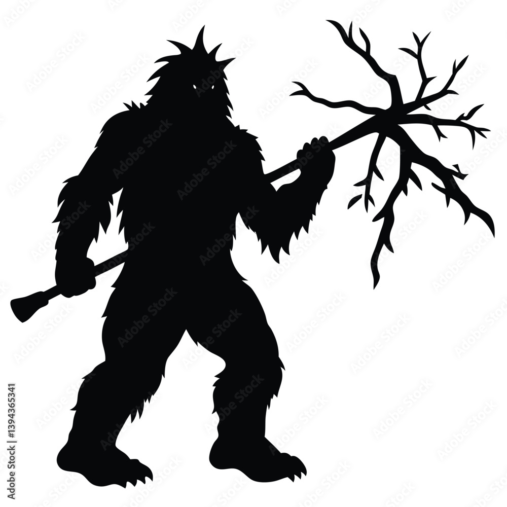 Fototapeta premium Yeti Silhouette Vector | Mythical Snow Creature Design