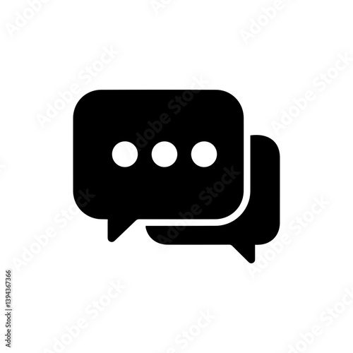 Filled Black Message Icon with Ellipsis Inside Bubble