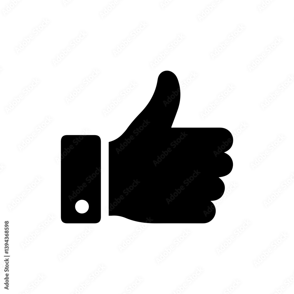 Solid Black Thumbs Up Icon with Minimal Hand Detail Solid Black Thumbs Up Icon with Minimal Hand Detail