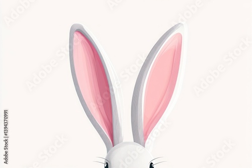 Peeking Easter Bunny with Long Ears Festive Spring Holiday Art
