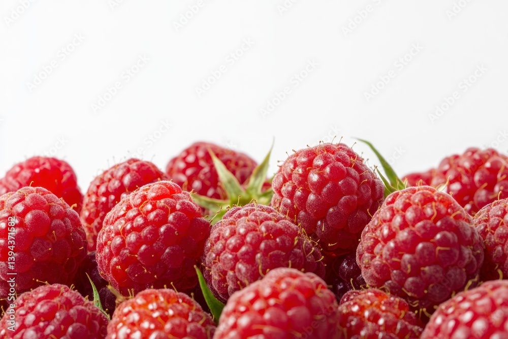 Fresh Raspberries Close-up on White Background Perfect for Food Photography Fresh Raspberries Close-up on White Background Perfect for Food Photography