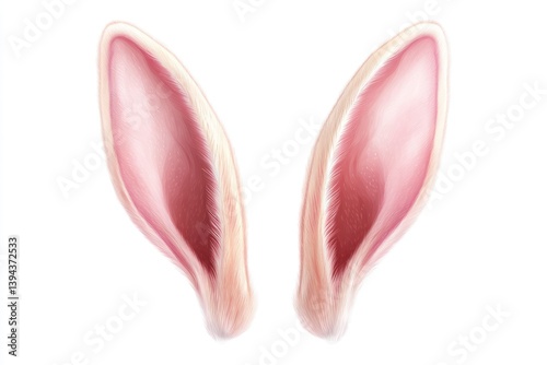 Isolated Pair of Bunny Ears for Easter or Costume Elements