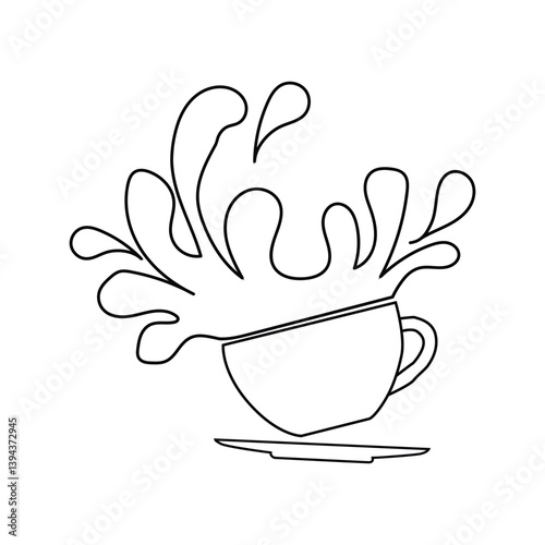 splash coffee cup icon, ouline coloring page