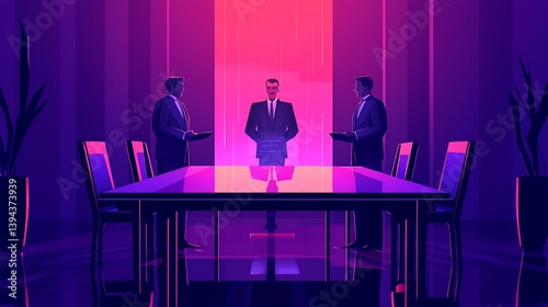 Obraz na płótnie Business professionals meeting in a futuristic and vibrant conference room w salonie