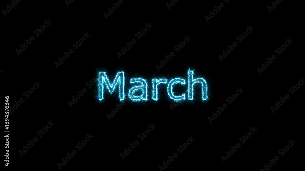 Animation of glowing neon shine month name March text icon animation . March Neon text animation. Animation of glowing neon shine month name March text icon animation . March Neon text animation.