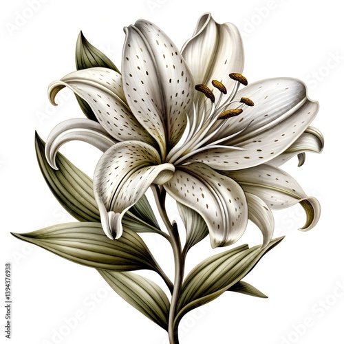 Botanical flowers in white background.