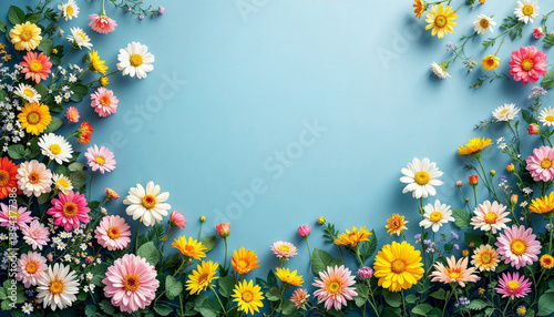 Wallpaper Mural Colourful flowers on blank background image. Flowers on blank space for text image template Torontodigital.ca