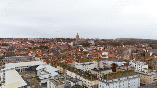 European City Panorama with Historic Cathedral Dome, Boulogne, France photo