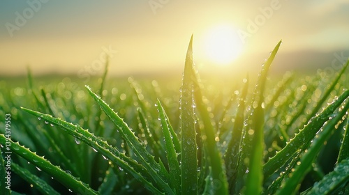 Aloe Vera Plantation at Dawn, A Natural Remedy for Radiant Skin and Healing