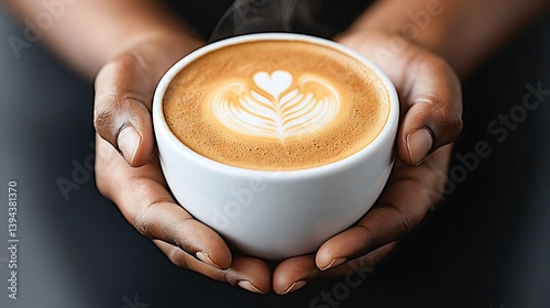 Obraz na płótnie A pair of hands hold a steaming cup of coffee w salonie