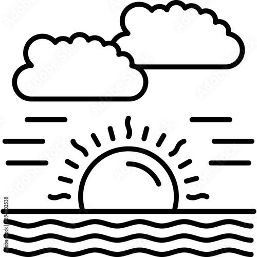 Sunrise over water icon